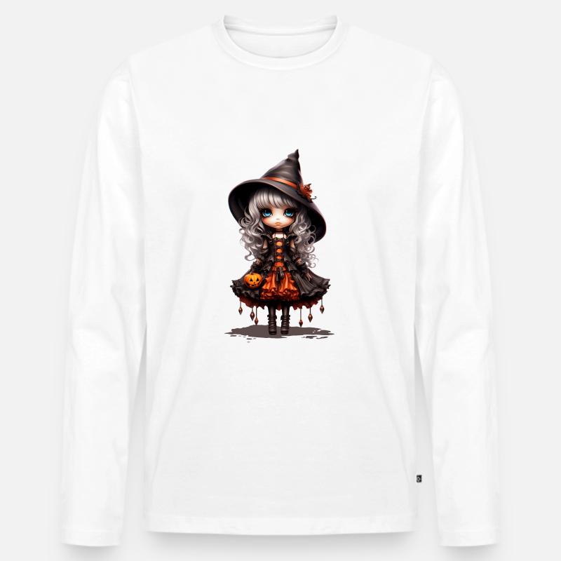 Dollie Halloween - Männer Premium Bio Langarmshirt - Weiß