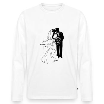Brautpaar Braut Bräutigam Illustration Heirat - Männer Premium Bio Langarmshirt - Weiß - Vorne - Nico (187cm)