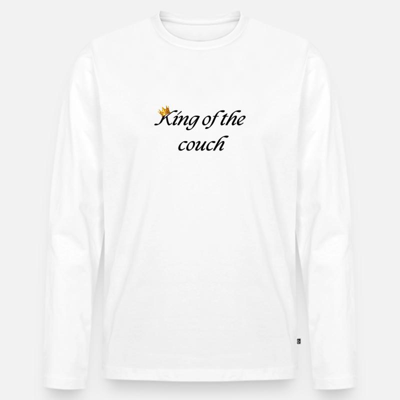 König der Couch - Männer Premium Bio Langarmshirt - Weiß