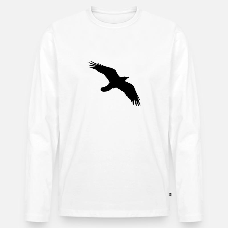 Vogel, Rabe - Männer Premium Bio Langarmshirt - Weiß