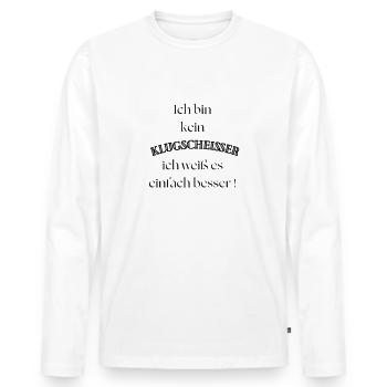 Klug transformed - Männer Premium Bio Langarmshirt - Weiß - Vorne - Nico (187cm)