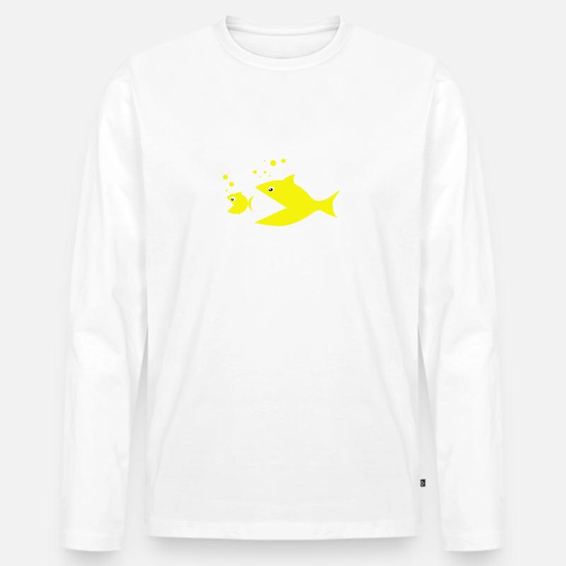 Fisch - Männer Premium Bio Langarmshirt - Weiß