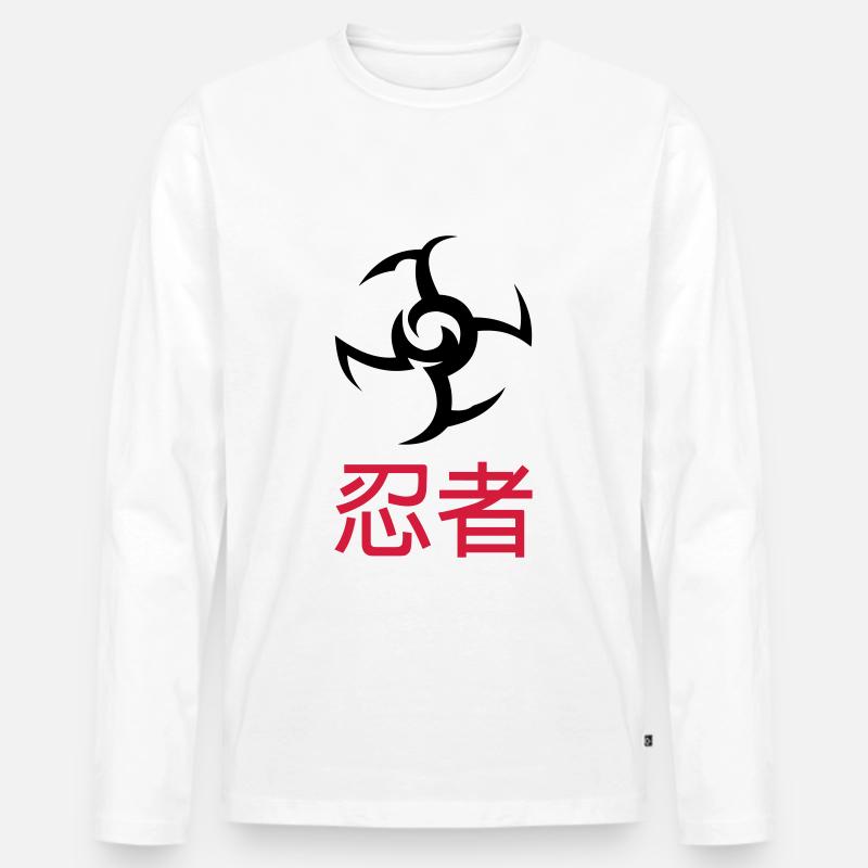 Ninja - Männer Premium Bio Langarmshirt - Weiß