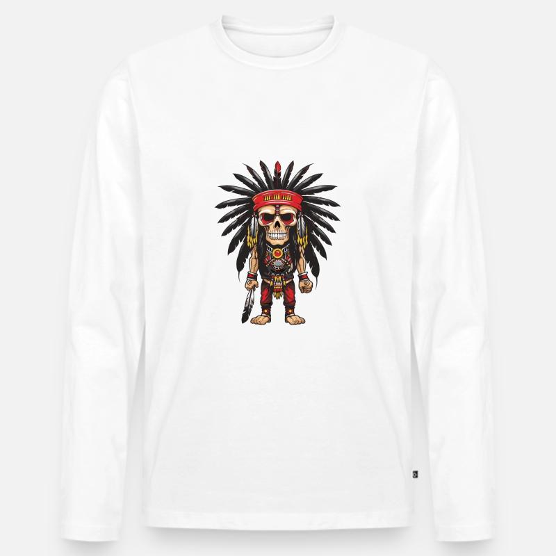 Apache Indianer Skelett - Männer Premium Bio Langarmshirt - Weiß