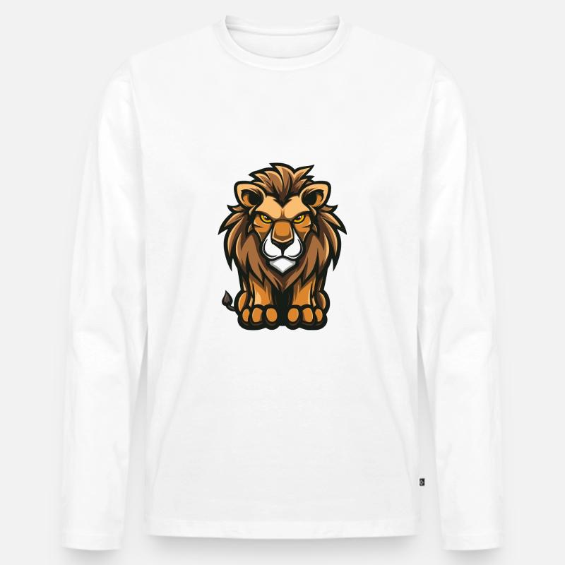 Löwe Comic - Männer Premium Bio Langarmshirt - Weiß