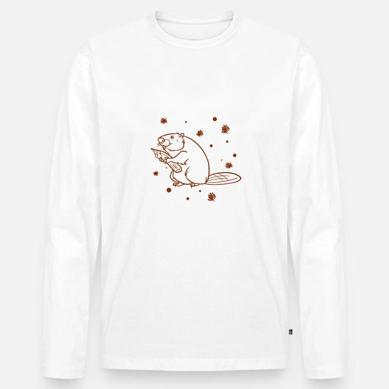 Bieber - Männer Premium Bio Langarmshirt - Weiß