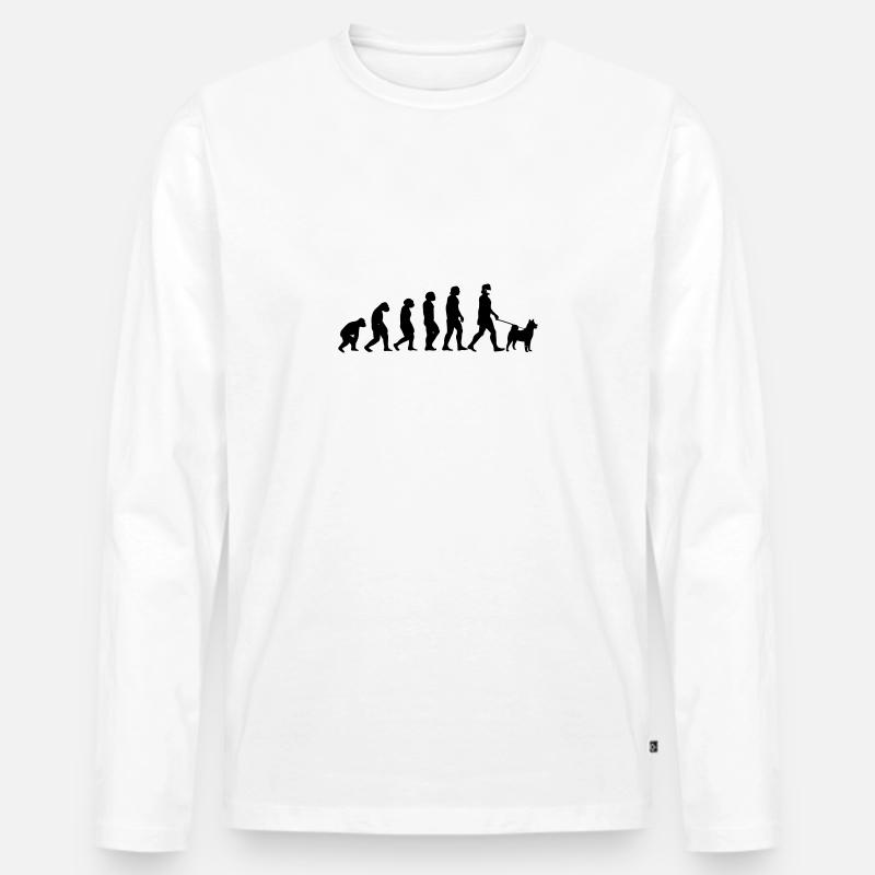 Evolution Hund - Männer Premium Bio Langarmshirt - Weiß