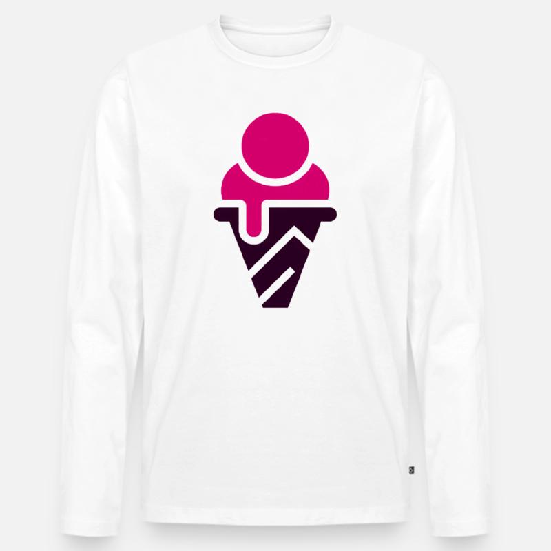 Eis Eiscreme Eiswaffel Geschenkidee Himbeereis - Männer Premium Bio Langarmshirt - Weiß