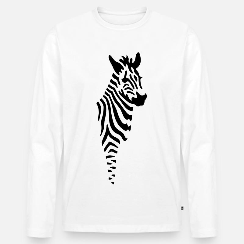 Zebra - Männer Premium Bio Langarmshirt - Weiß
