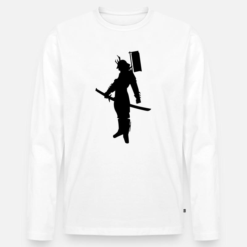 samurai - Männer Premium Bio Langarmshirt - Weiß