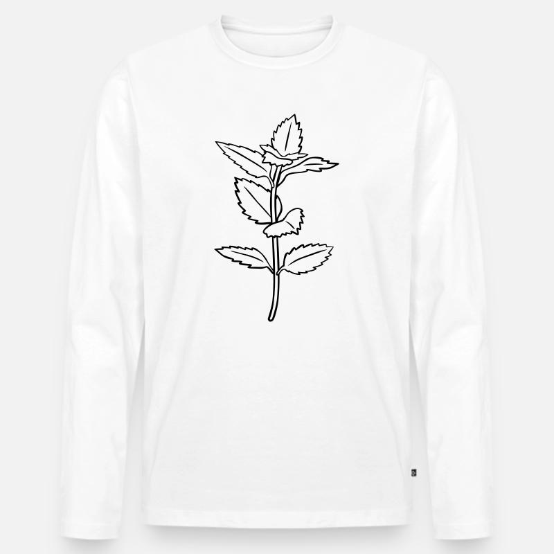 Kräuter-Kontur, schwarz-weiß, einfärbbar - Männer Premium Bio Langarmshirt - Weiß