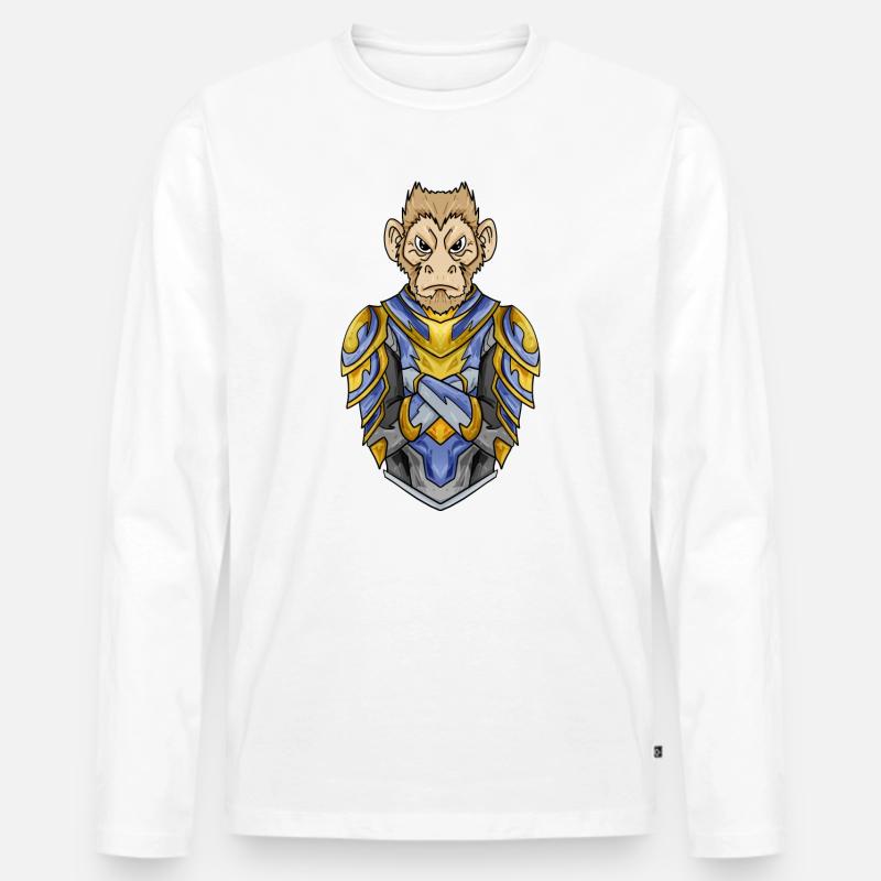 Knight Monkey with Armor Crusader - Men's Premium Organic Long Sleeve Shirt - white