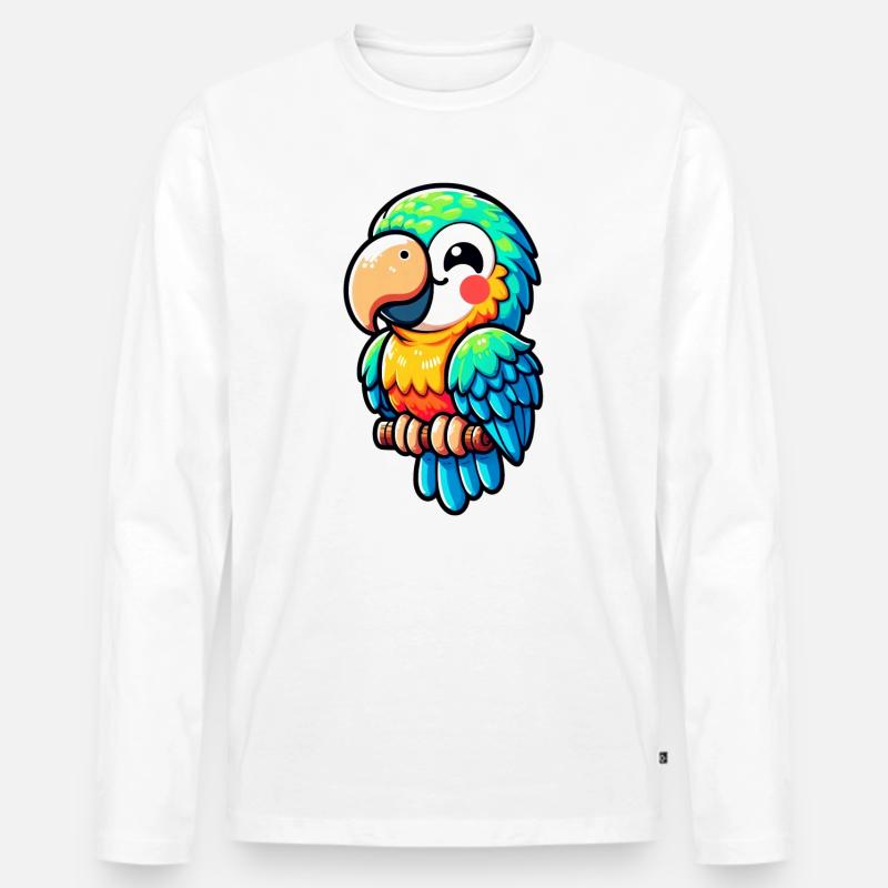 Papagei - Männer Premium Bio Langarmshirt - Weiß