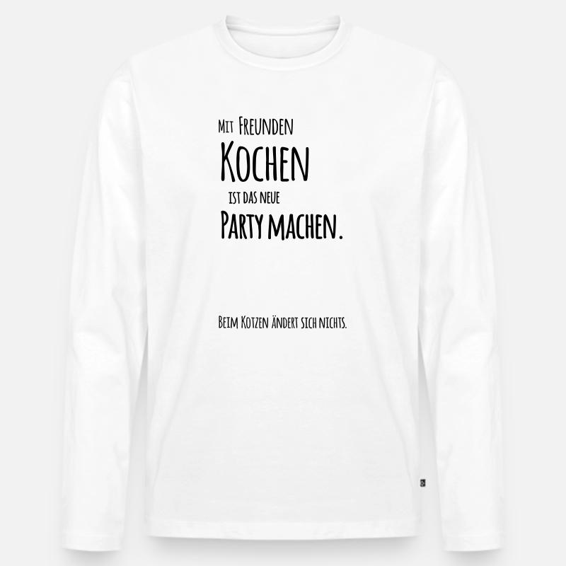 Mit Freunden Kochen - Männer Premium Bio Langarmshirt - Weiß