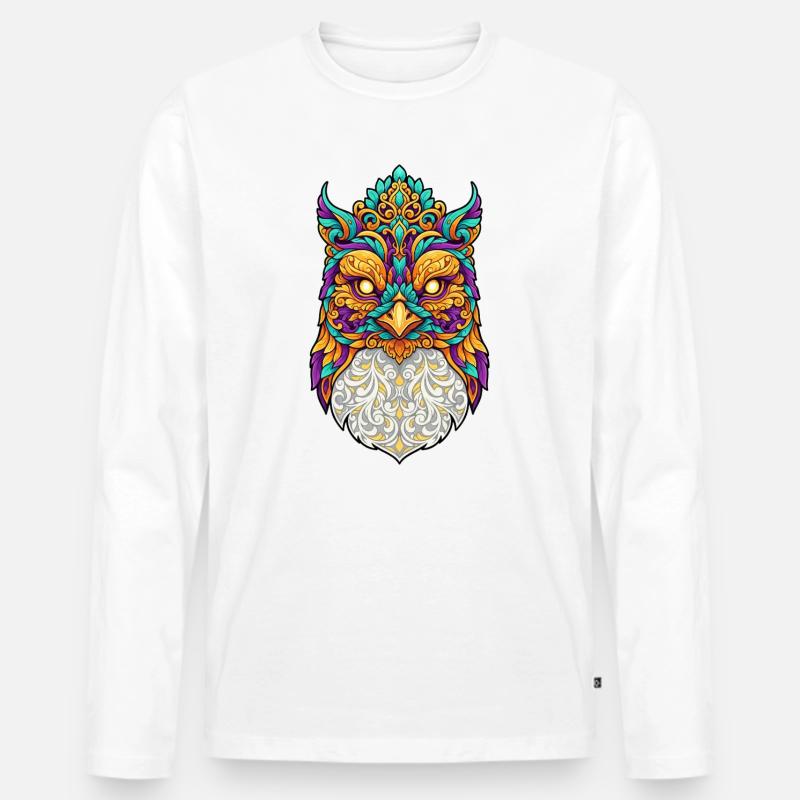 Karneval Eule Verkleidung Fasching Fabeltier - Männer Premium Bio Langarmshirt - Weiß