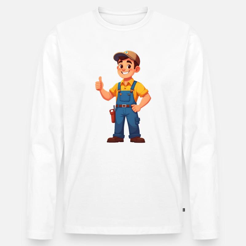 Mechaniker oder Handwerker - Männer Premium Bio Langarmshirt - Weiß