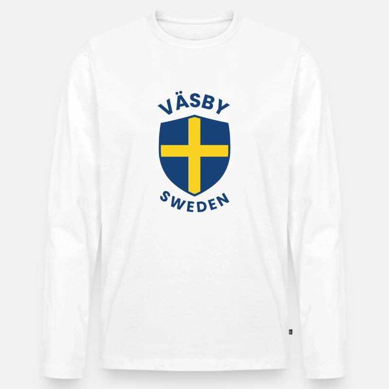 Väsby Sweden Schildemblem - Männer Premium Bio Langarmshirt - Weiß