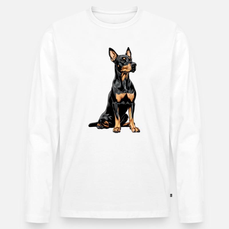 Dobermann - Männer Premium Bio Langarmshirt - Weiß