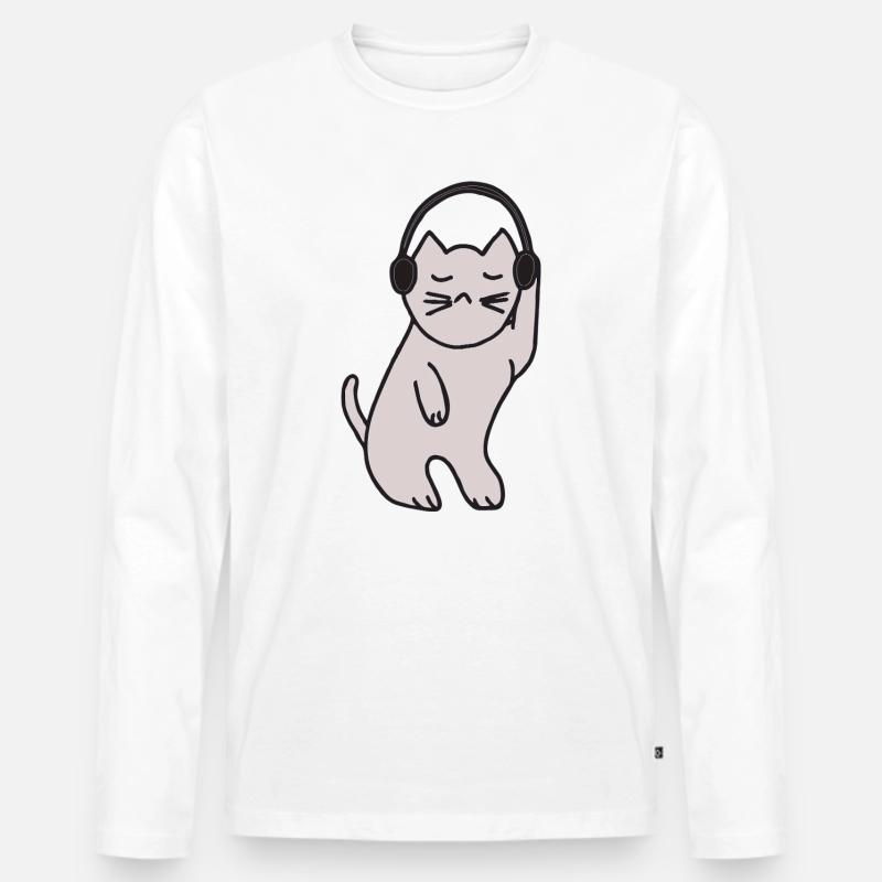 Katze discoqueen - Männer Premium Bio Langarmshirt - Weiß
