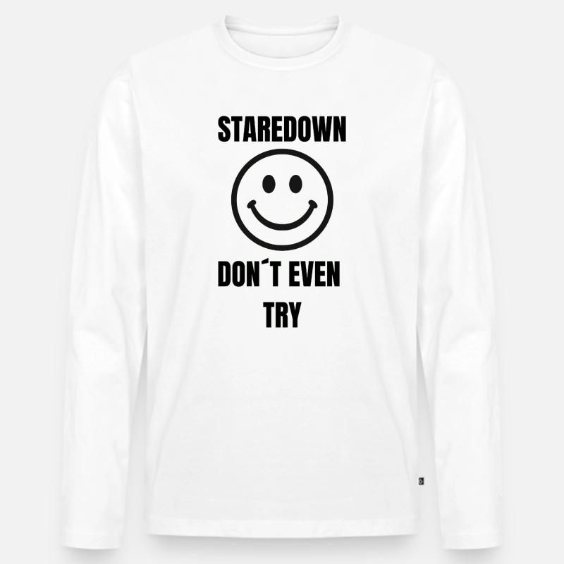 Staredown Smile– Don't Even Try - Männer Premium Bio Langarmshirt - Weiß