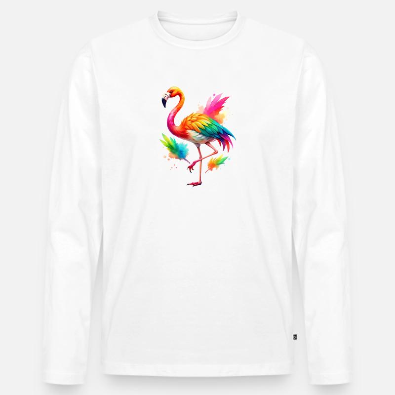Flamingo Pride - Männer Premium Bio Langarmshirt - Weiß