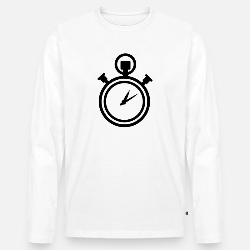 Uhr - Männer Premium Bio Langarmshirt - Weiß