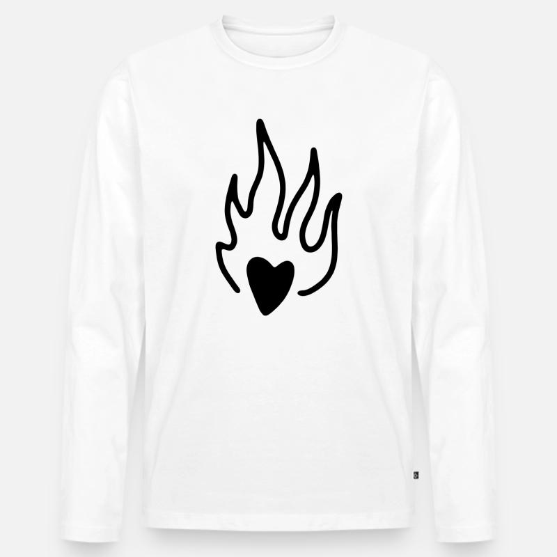 Herz - Männer Premium Bio Langarmshirt - Weiß