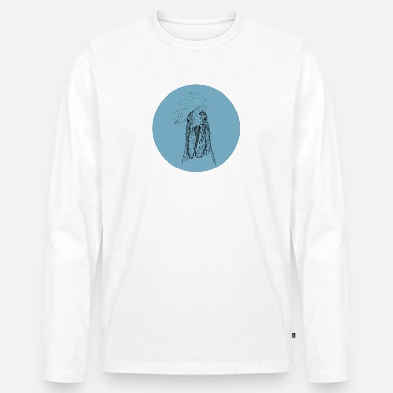 Hahn Holger blau - Männer Premium Bio Langarmshirt - Weiß