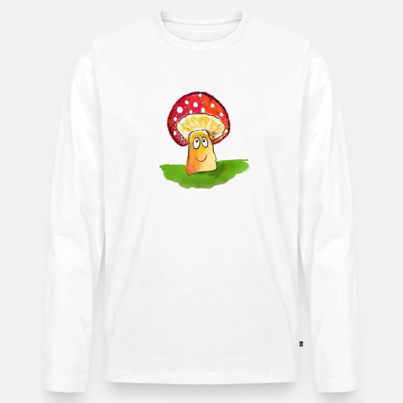 Glückspilz - Männer Premium Bio Langarmshirt - Weiß