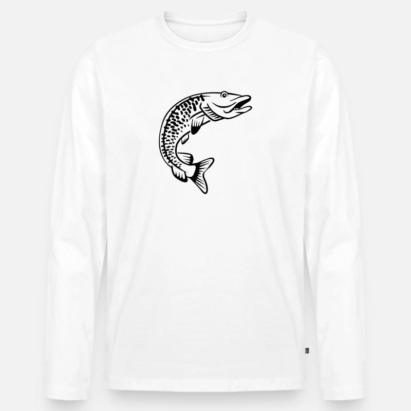 Hecht - Männer Premium Bio Langarmshirt - Weiß