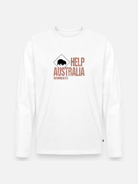 HELP AUSTRALIA WOMBATS - Men's Premium Organic Long Sleeve Shirt - white