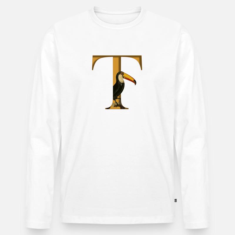 Buchstabe T, Tukan - Männer Premium Bio Langarmshirt - Weiß