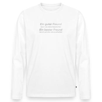 T-Shirt Ein guter Freund, Freundschaft Spirituell - Männer Premium Bio Langarmshirt - Weiß - Vorne - Nico (187cm)