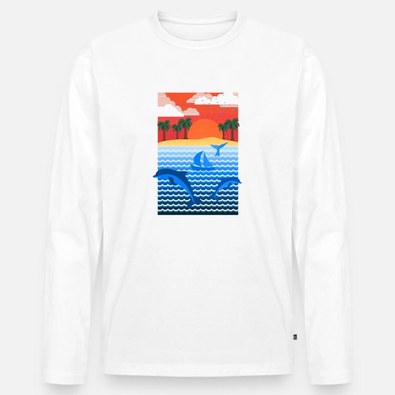 Landschaft (Paradies) - Männer Premium Bio Langarmshirt - Weiß