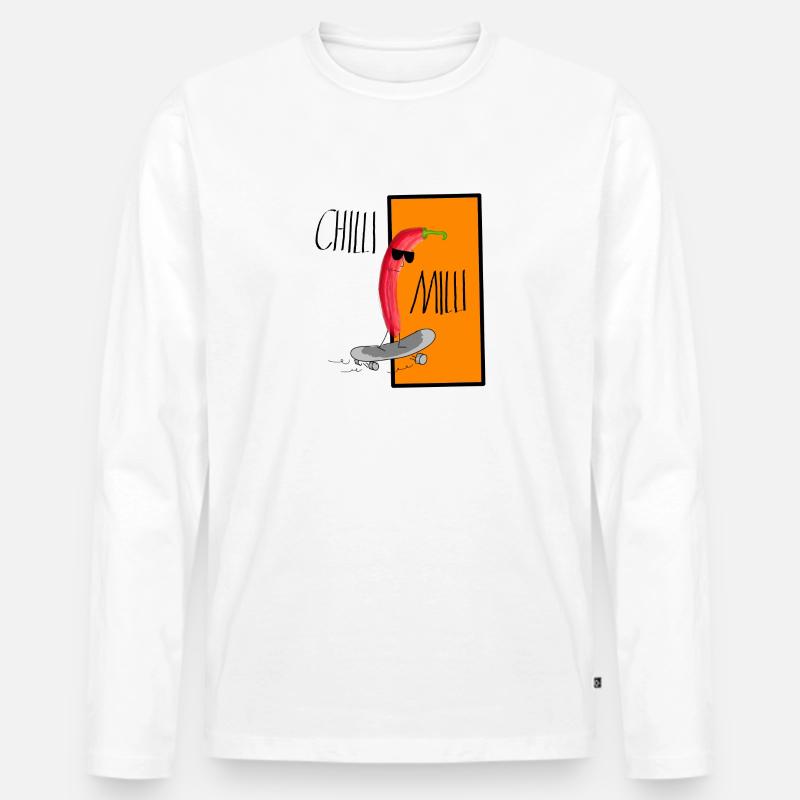 Chilli Milli 3D - Männer Premium Bio Langarmshirt - Weiß