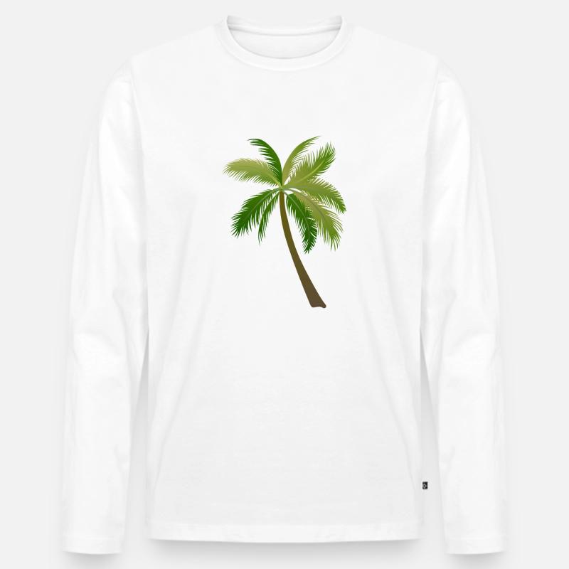 Palmen Baum Palmen - Männer Premium Bio Langarmshirt - Weiß
