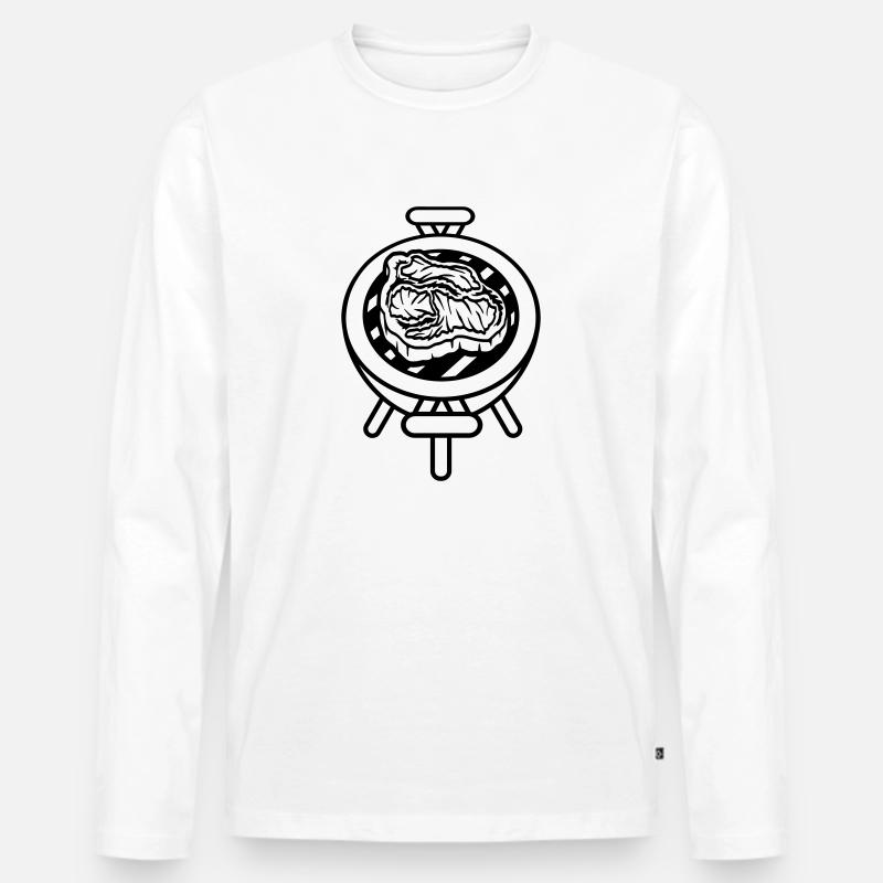 Lecker Steak BBQ Kohlegrill - Männer Premium Bio Langarmshirt - Weiß