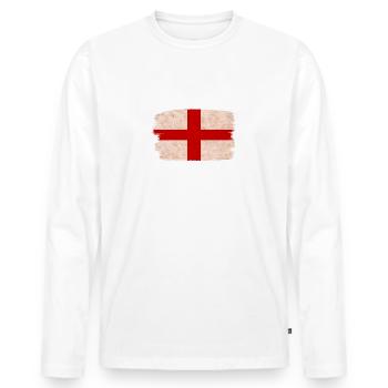 Made in England 1980 - St George's Day - English - Men's Premium Organic Long Sleeve Shirt - white - Front - Nico (187cm)