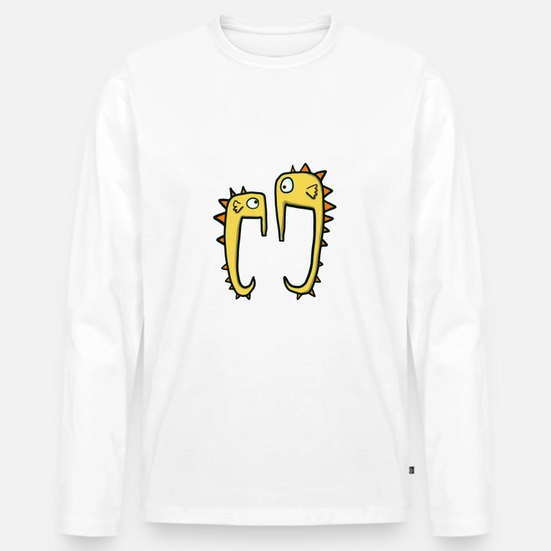 lustige Seepferdchen - Männer Premium Bio Langarmshirt - Weiß