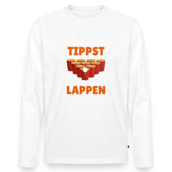 wer tippst ist ein lappen Bierpong Spruch Saufen - Männer Premium Bio Langarmshirt - Weiß - Vorne - Nico (187cm)