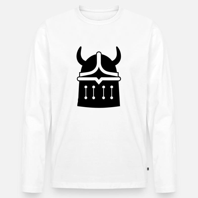 Wikingerhelm Krieger - Männer Premium Bio Langarmshirt - Weiß