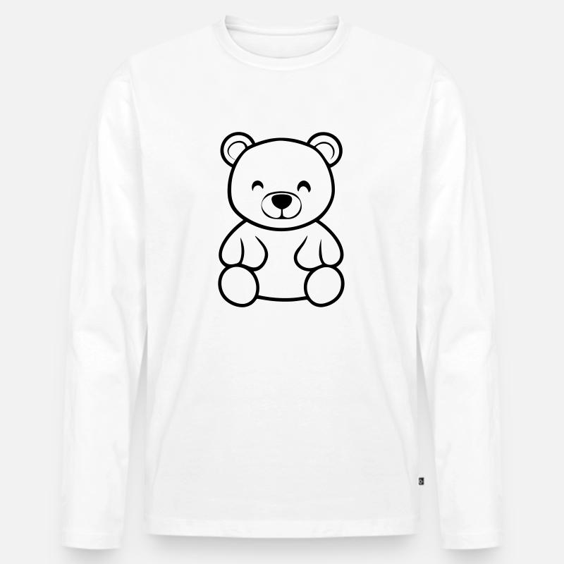 Teddybär - Männer Premium Bio Langarmshirt - Weiß