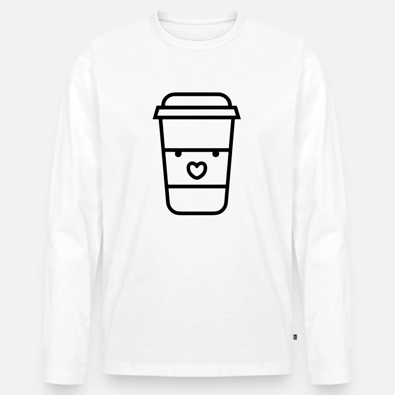 Kaffeebecher - Männer Premium Bio Langarmshirt - Weiß