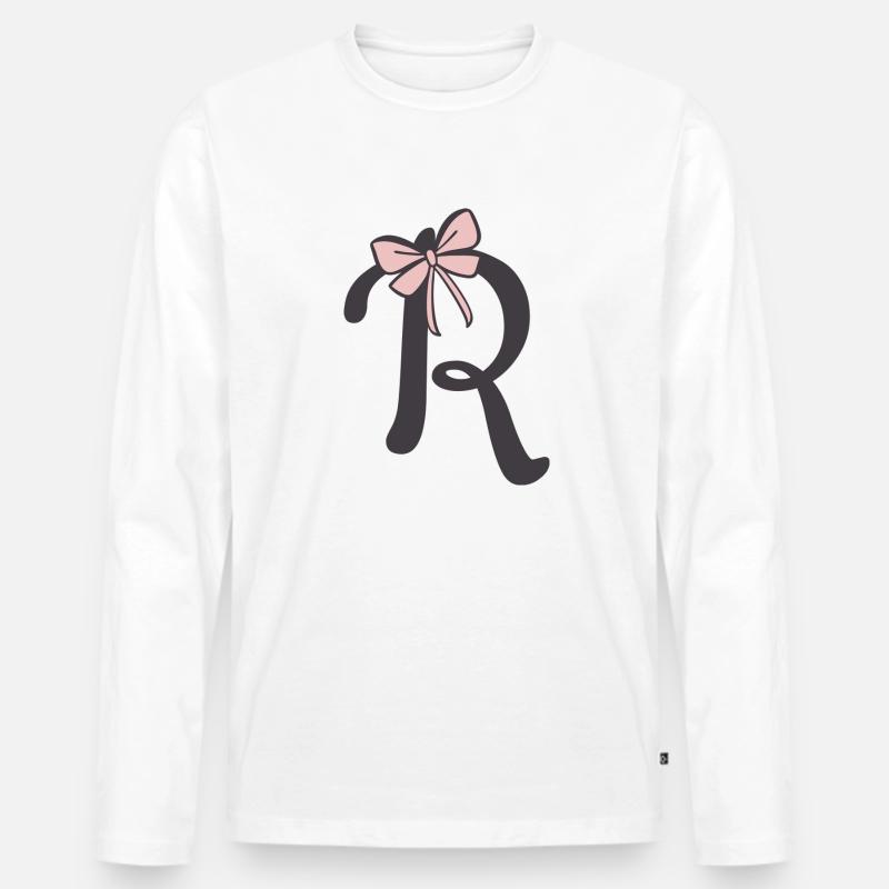 Anfangsbuchstabe R Schleifchen - Männer Premium Bio Langarmshirt - Weiß