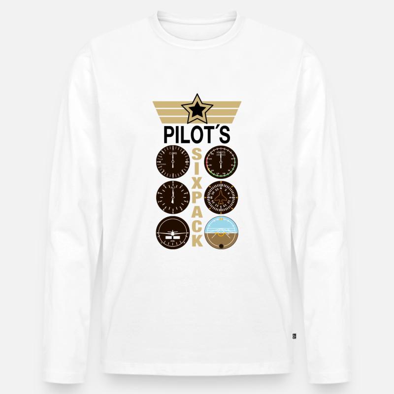 Pilot Flieger SixPack - Männer Premium Bio Langarmshirt - Weiß