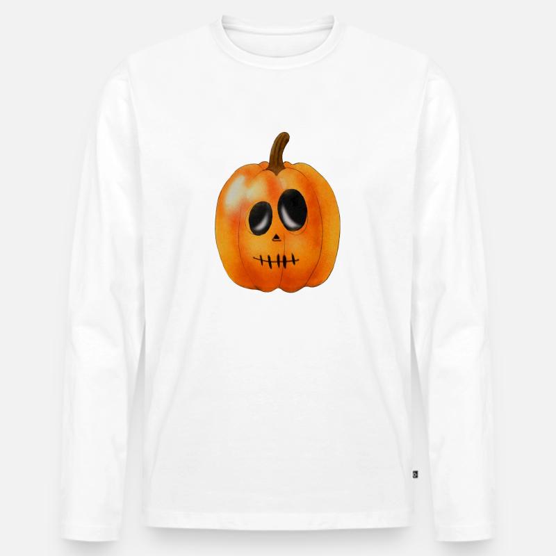 Glowing Jack-O-Lantern - Männer Premium Bio Langarmshirt - Weiß