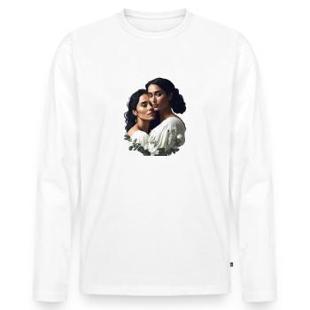 Zwei Frauen - Männer Premium Bio Langarmshirt - Weiß - Vorne - Nico (187cm)