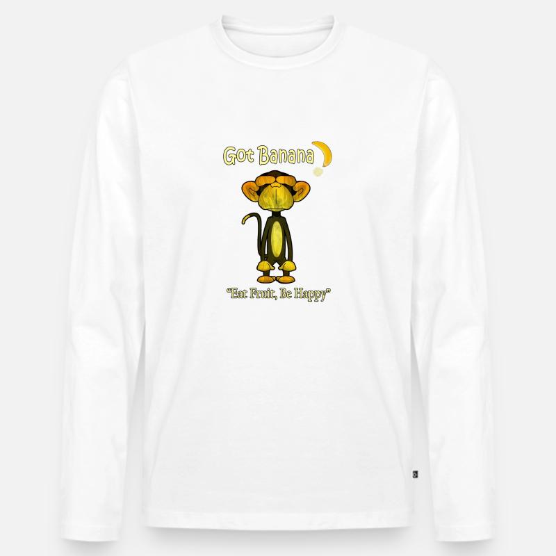 Happy Monkey - Männer Premium Bio Langarmshirt - Weiß