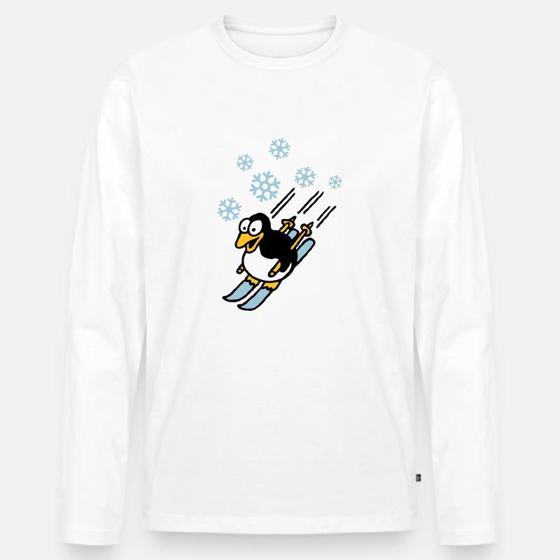 pinguin_ski_022011_d_3c - Männer Premium Bio Langarmshirt - Weiß