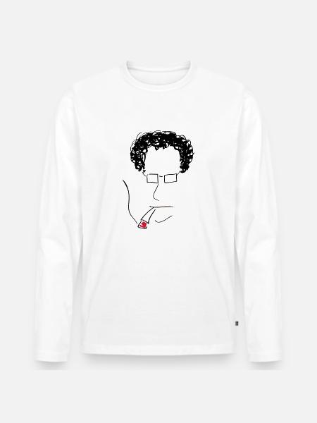SMOKE BRAIN HPSTR - Männer Premium Bio Langarmshirt - Weiß